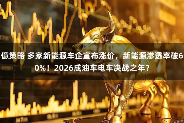 億策略 多家新能源车企宣布涨价，新能源渗透率破60%！2026成油车电车决战之年？